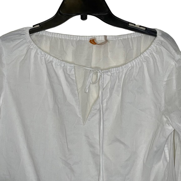 Tory Burch Blouse Size 2 White With Green Pink Sequin 100% Cotton LS Tasseled‎ - Picture 2 of 6